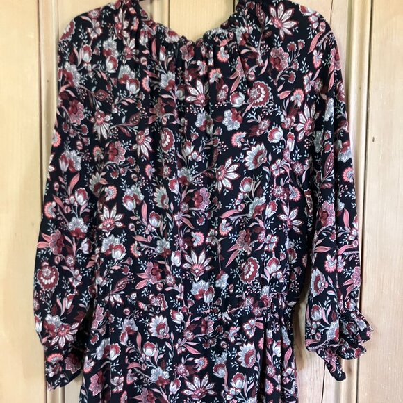 Talbots Womens Floral Peasant Long Sleeve Maxi Dress Large Petite Black FA NWT - Picture 11 of 12